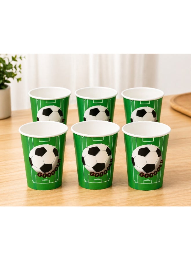 Toyland 6 Pcs Football Theme Party Paper Cups – Disposable Green Soccer Design Cups for Birthday & Events - Image 2