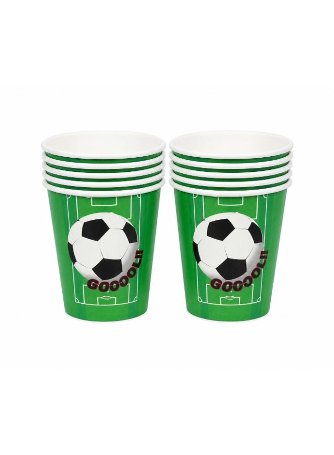 Toyland 6 Pcs Football Theme Party Paper Cups – Disposable Green Soccer Design Cups for Birthday & Events - Image 1