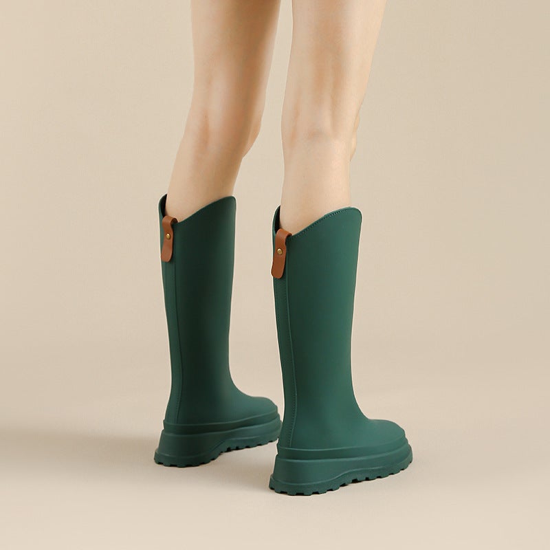 New Rain Boots Women'S Fashion High-Rise Waterproof Non-Slip Fleece-Lined Warm Outdoor All-Match Work Shoes Korean-Style Explosions - Image 4