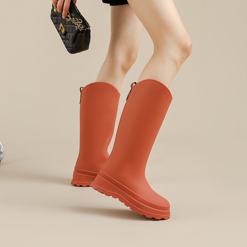 New Rain Boots Women'S Fashion High-Rise Waterproof Non-Slip Fleece-Lined Warm Outdoor All-Match Work Shoes Korean-Style Explosions - Image 2