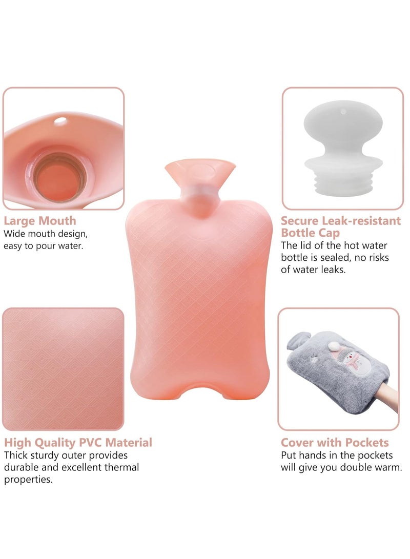 SYOSI Hot Water Bottle with Cover 2L Large Hot Water Bottles with Warm Hand Pocket Hot Water Bag with Soft Fluffy Cover for Hands Feet Neck Back  - Image 4