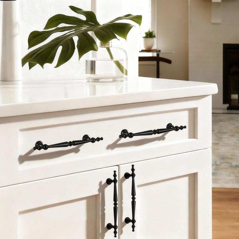 Shimeyao 10 Pack Antique Matte Black Cabinet Pulls 5"(128 mm) Hole Center Vintage Cabinet Pulls Handles Drawer Handles Closet for Kitchen Bathroom Drawer Dresser Pull Hardware Hole Center - Image 4