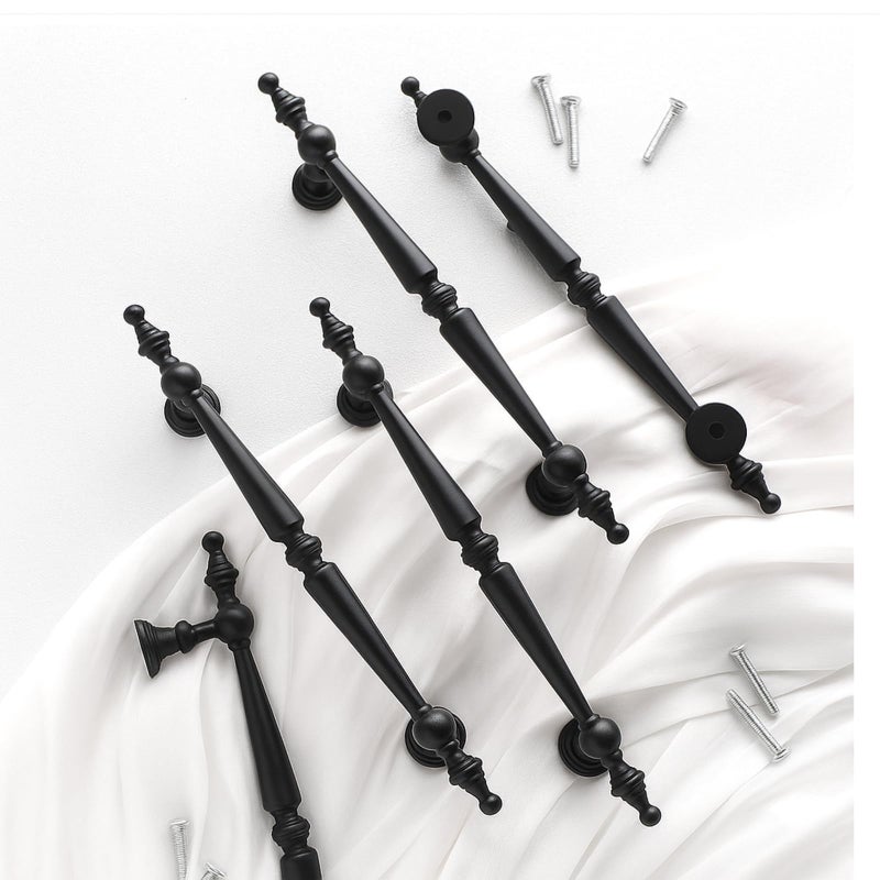 Shimeyao 10 Pack Antique Matte Black Cabinet Pulls 5"(128 mm) Hole Center Vintage Cabinet Pulls Handles Drawer Handles Closet for Kitchen Bathroom Drawer Dresser Pull Hardware Hole Center - Image 3