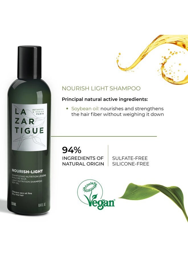 Lazartigue - Nourish Light Shampoo, Soy Oil Enriched, Lightweight Nourishment for Dry, Fine Hair, Vegan, Sulfate & Silicone Free, 8.4 fl.oz. - Image 1