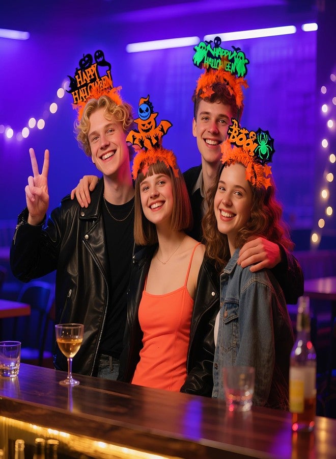 Oiuros 9PCS Glow Halloween Headbands for Women Kids - UV Reactive Hair Accessories with Pumpkin, Bat, Skull & Spider Designs for Halloween Glow Party Favors Decoration, Costumes, Trick or Treat, Photo Props - Image 5