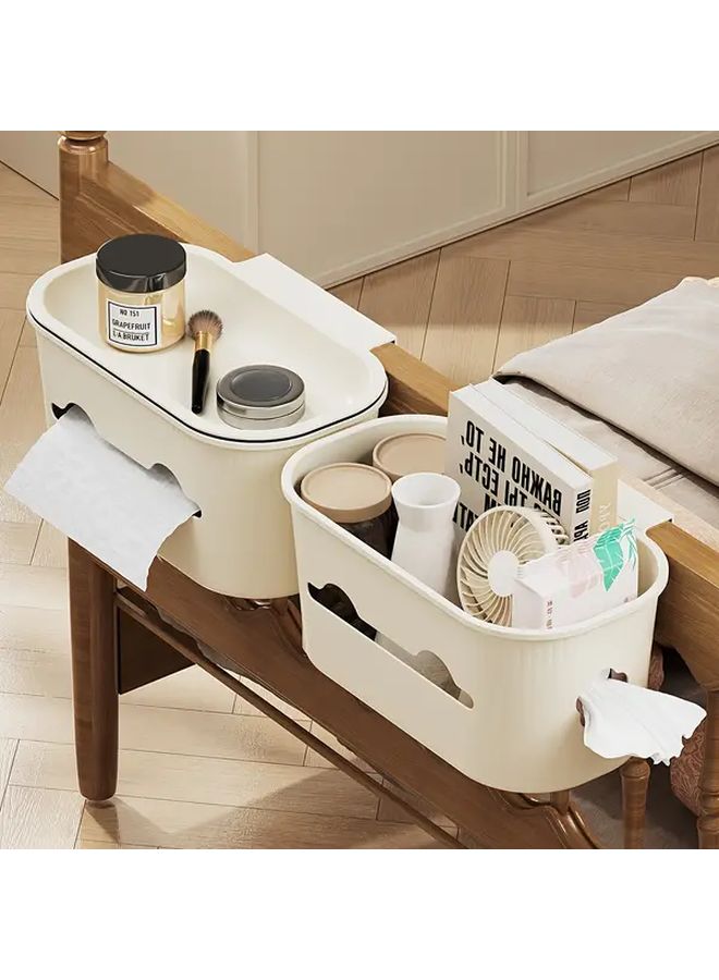 صندوق تخزين معلق بلاستيكي أبيض مع غطاء - منظِّم سعة كبيرة للغرفة والمطبخ والحمام - Image 2