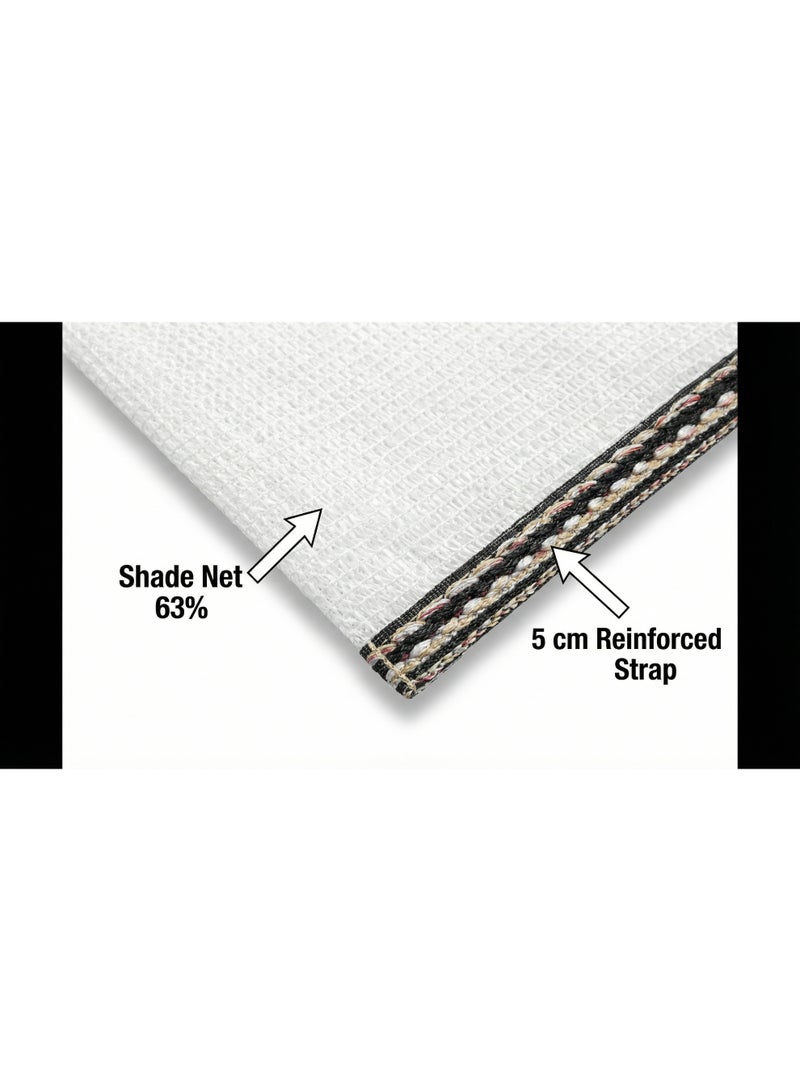 Shade Net 4m x 6m (24m²) Round Protection Tape & Fixing Strips - 63% Shade Color (White) - Image 1