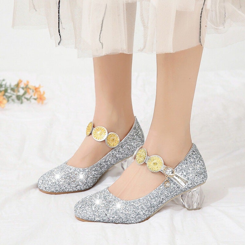 Spring And High-Heeled Shoes For Students, Black Medium And Large Children'S Performance Children'S Leather Shoes, Women'S Casual Children'S Shoes, Soft-Soled Shoes For Women - Image 3
