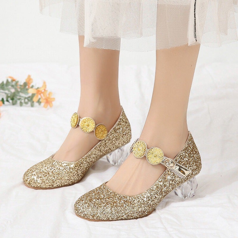 Spring And High-Heeled Shoes For Students, Black Medium And Large Children'S Performance Children'S Leather Shoes, Women'S Casual Children'S Shoes, Soft-Soled Shoes For Women - Image 5