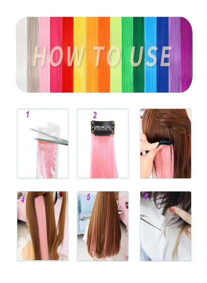 YONGYI 15 Pcs Colored Clip In Hair Extensions 20 Inches Multi-Colors Straight Synthetic For Women Girls Kids Gift Pieces Can Be Hot Water Curl (20 Inch, 15 colors 15 packs clip in) - Image 5