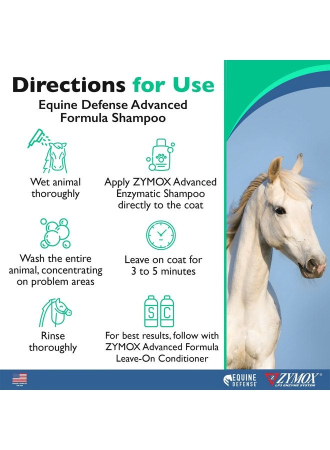 Zymox Equine Defense Advanced Formula Shampoo, 12oz. - Horse Coat Care: Cleans, Refreshes, Hydrates & Nourishes Skin, Mane & Tail - Image 2
