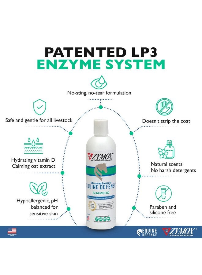 Zymox Equine Defense Advanced Formula Shampoo, 12oz. - Horse Coat Care: Cleans, Refreshes, Hydrates & Nourishes Skin, Mane & Tail - Image 3