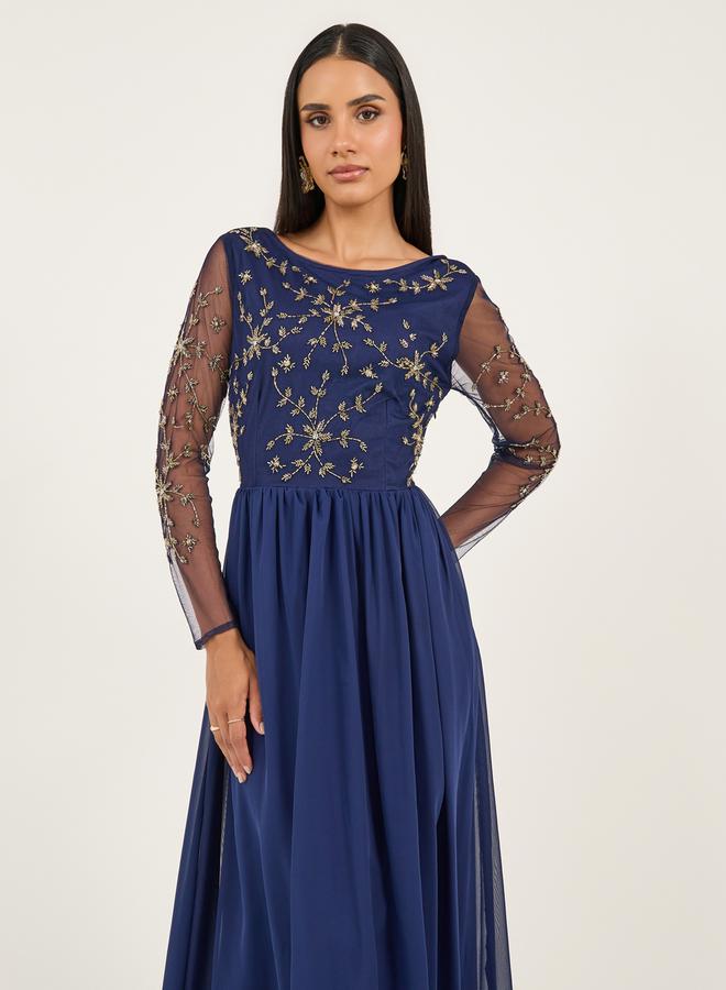 Styli Embellished Long Sleeves A-Line Maxi Dress - Image 3