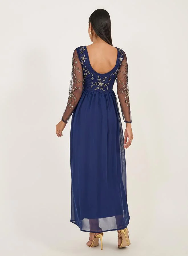 Styli Embellished Long Sleeves A-Line Maxi Dress