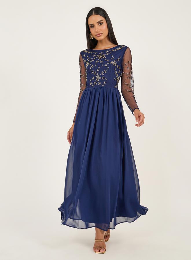 Styli Embellished Long Sleeves A-Line Maxi Dress - Image 1
