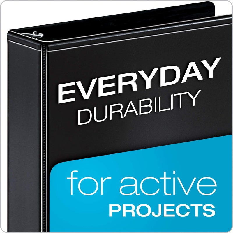 Economy 3 Ring Binder, 1.5 Inch, Presentation View, Black, Holds 350 Sheets, Nonstick, PVC Free, 4 Pack of Binders (79519) - Image 2