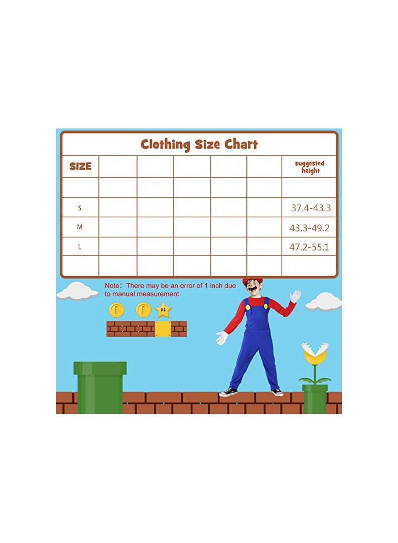 NNEWVANTE Super Brother Costume for Kids-Mario Costume Kids Cosplay Jumpsuit with Accessory (RED-L) - Image 4