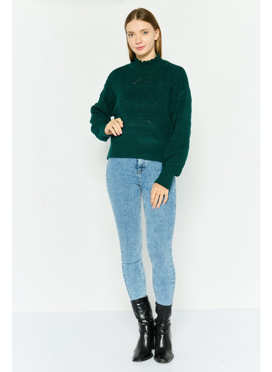 Women Mock Neck Knitted Sweater, Green - pzsku/Z0A8339F8A542FE73F129Z/45/_/1738678864/f1c89658-daea-4678-8b48-91cbb9f46aff