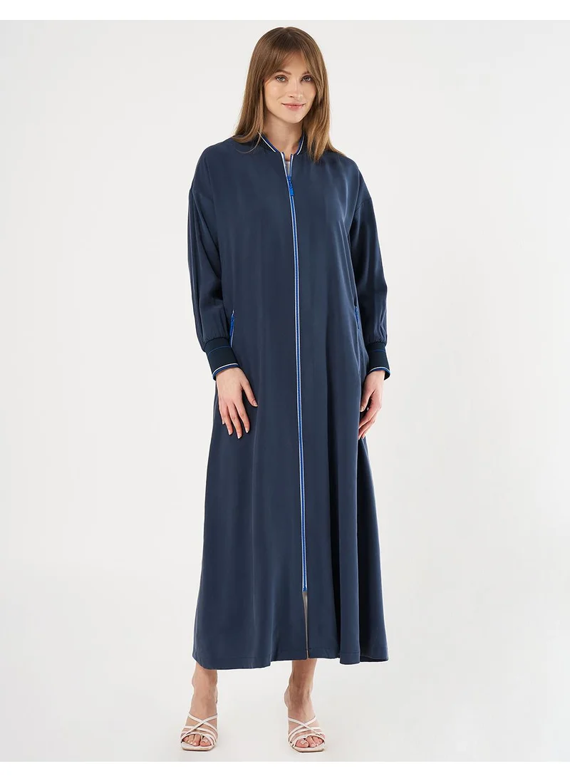 Kayra Zippered Rayon Cover-Up Dark Navy