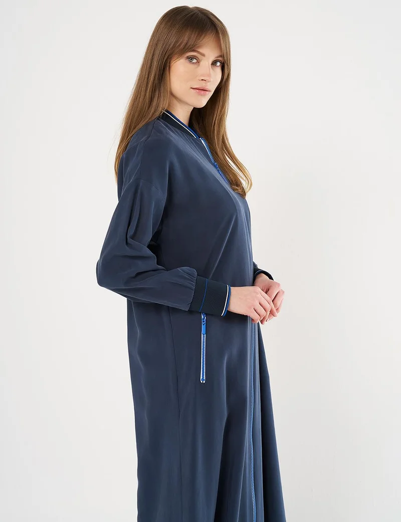 Kayra Zippered Rayon Cover-Up Dark Navy