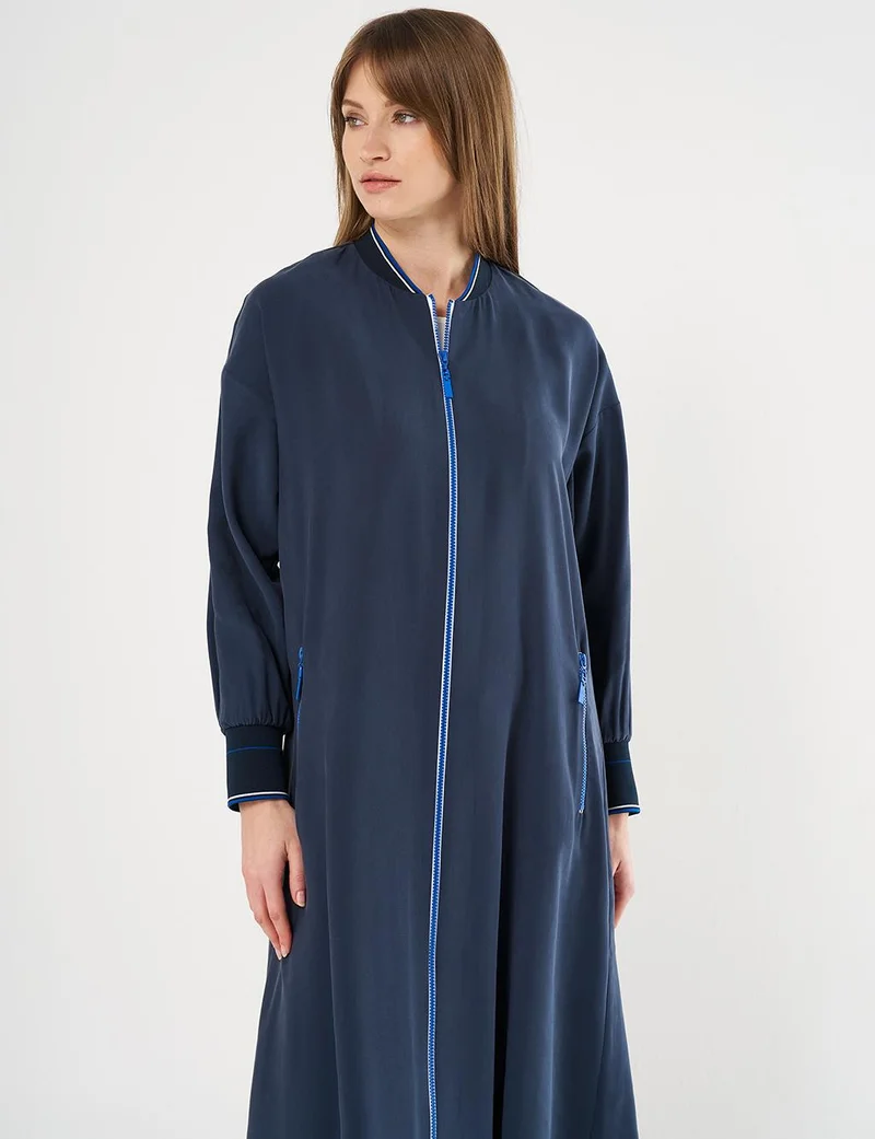 Kayra Zippered Rayon Cover-Up Dark Navy