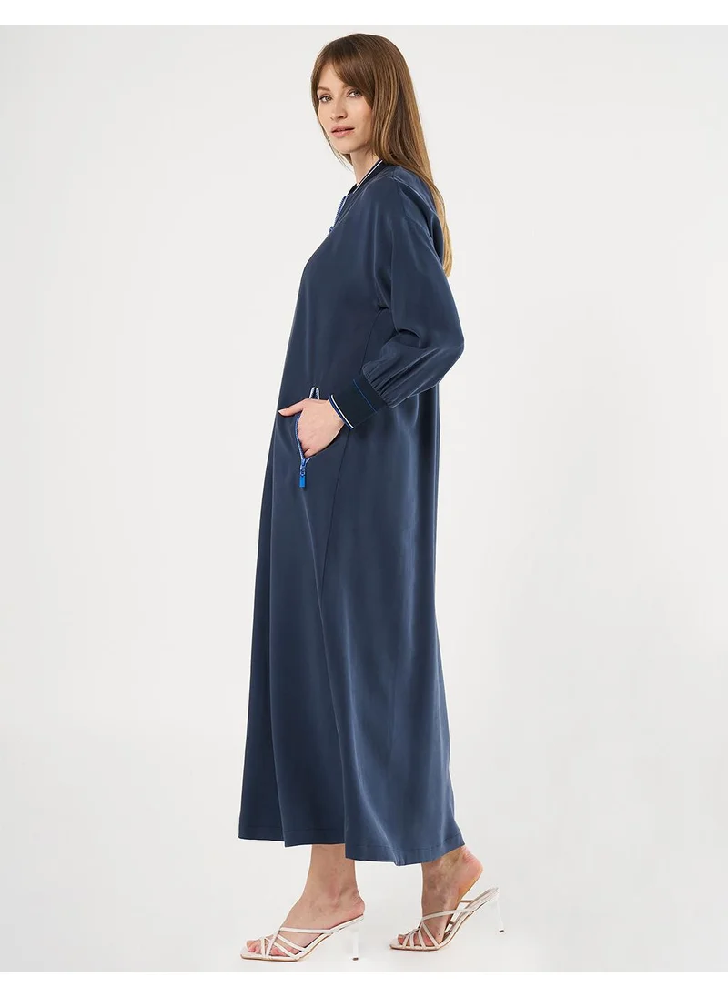 Kayra Zippered Rayon Cover-Up Dark Navy