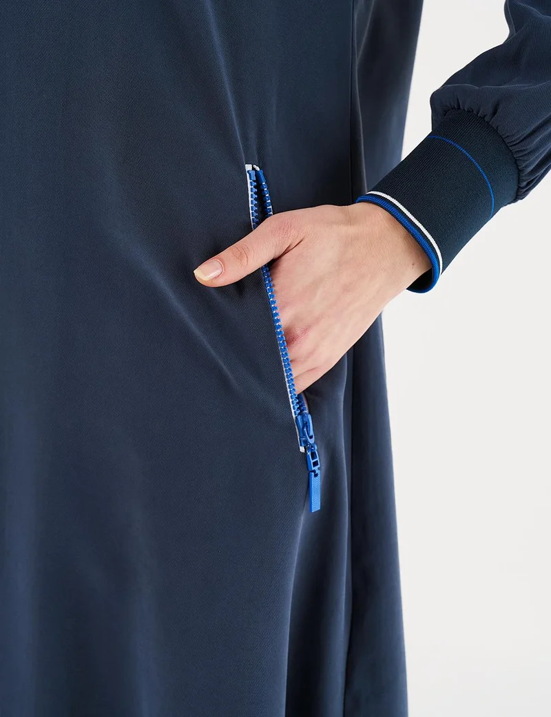Kayra Zippered Rayon Cover-Up Dark Navy