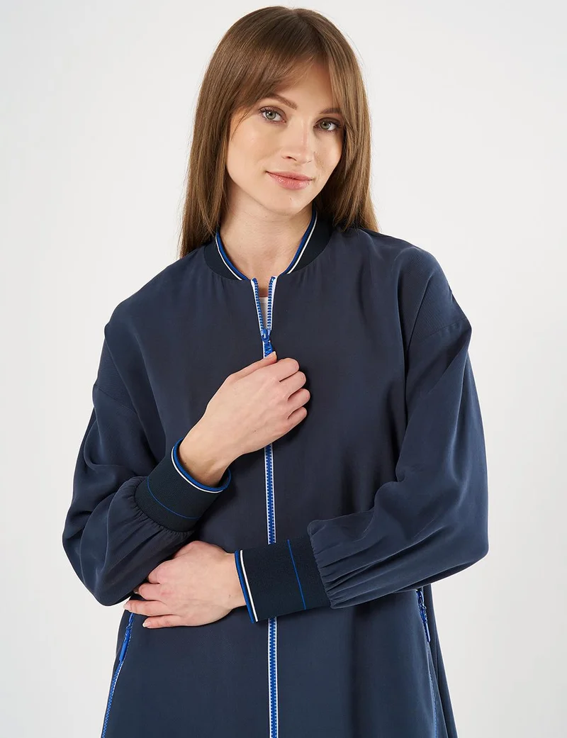 Kayra Zippered Rayon Cover-Up Dark Navy