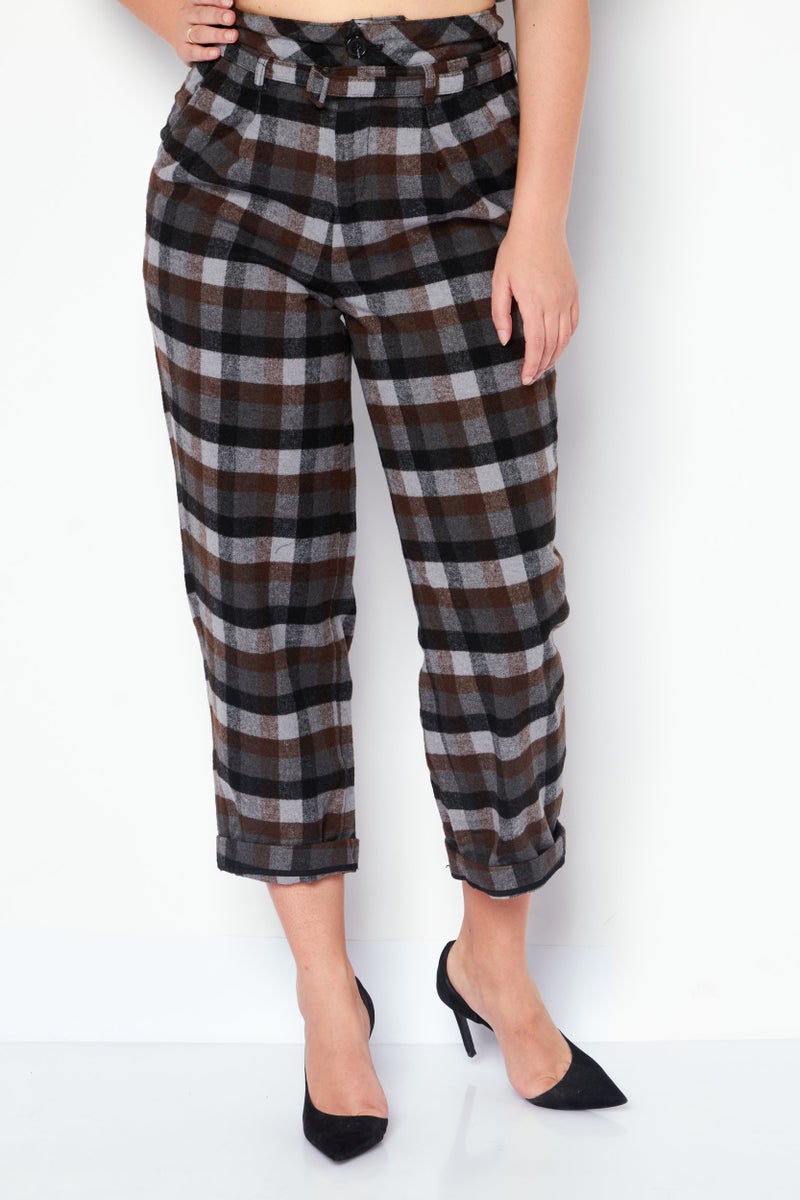 ONLY Women Regular Fit  Belted Straight Pants, Black Combo - Image 1