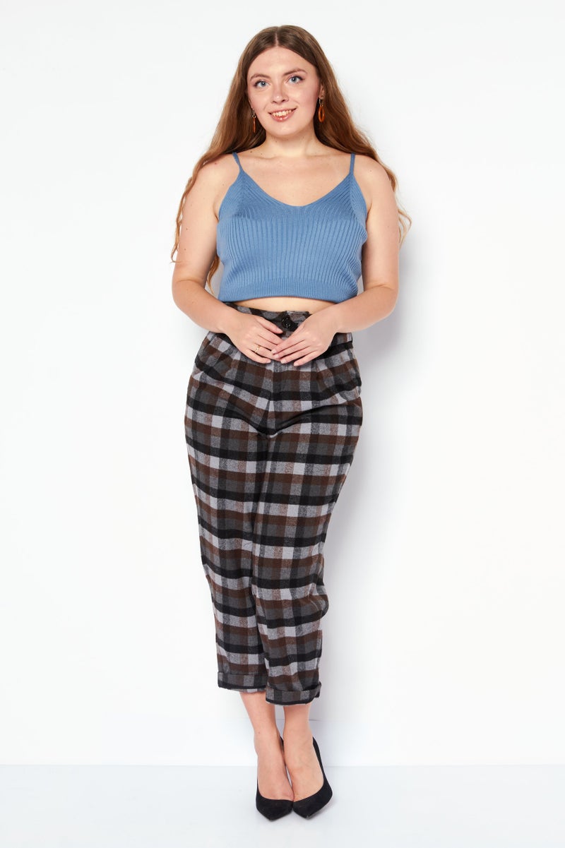 ONLY Women Regular Fit  Belted Straight Pants, Black Combo - Image 2