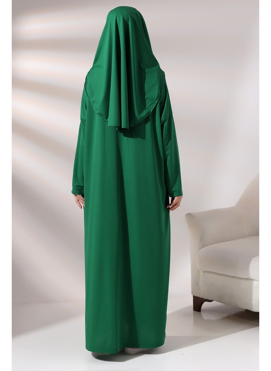 İhvan إيحيان حجاب عملي أخضر زمردي للنساء فستان صلاة قطعة واحدة مع حقيبة  - Image 5