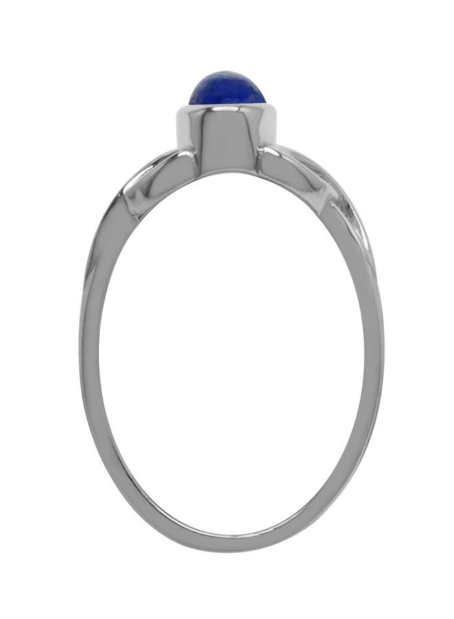 Silvershake 7x5 mm Oval Blue Lapis Lazuli Stone 925 Sterling Silver Triquetra Celtic Knot Ring Size 8 - Image 4