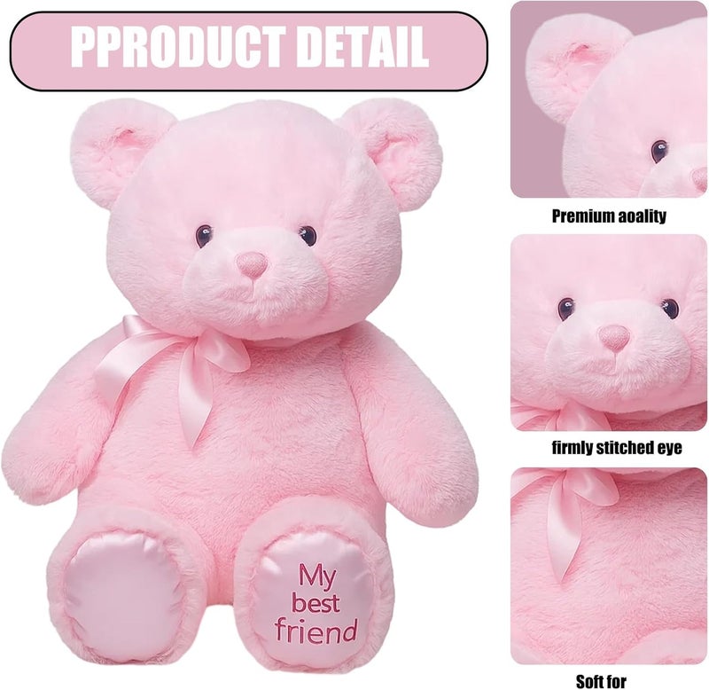 KASTWAVE Pink Teddy Bear, Teddy Bear Plush, Soft Plush Doll - Cuddly Stuffed Animal, Cuddly Companion for Girls and Boys, for Birthdays, Special Occasions - Image 3