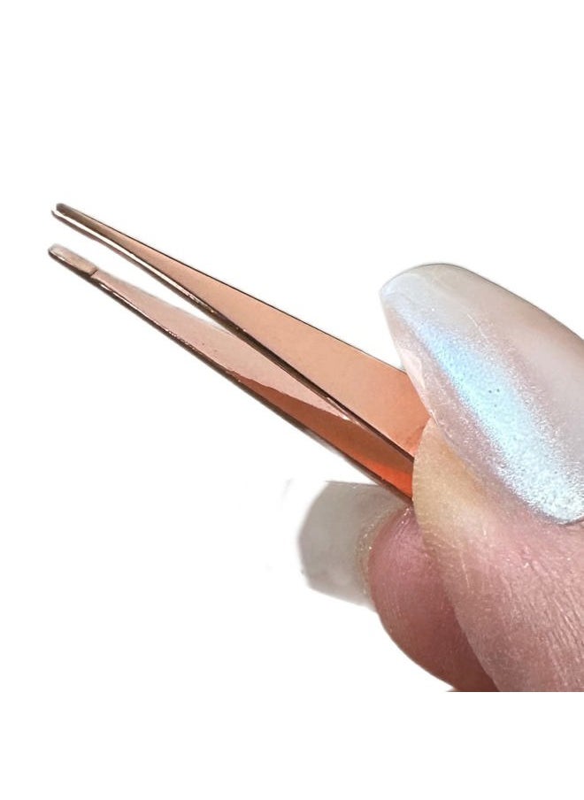 ALAZCO - 2pc Compact Tweezers Set – Multipurpose Mini Slanted & Pointed Tweezer - Eyebrows Facial Hair Splinter Thorns Ingrown Hair Removal First Aid Kit - Professional Stainless Steel Rose Gold - Image 1