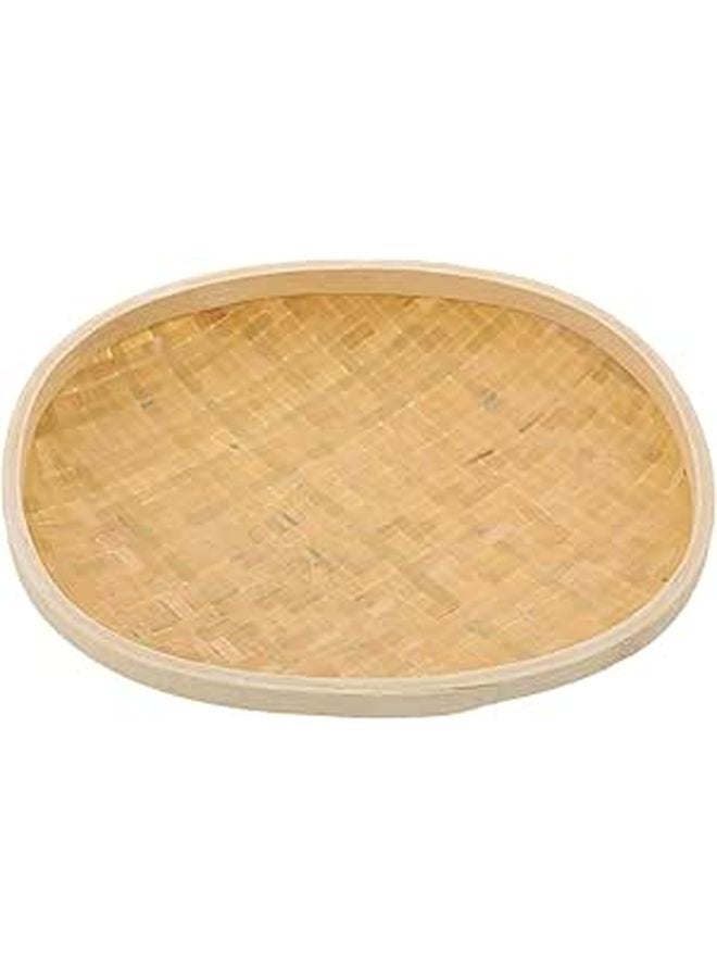 Handwoven Khaki Bread Storage Basket Kitchen Dining Serving Tray - Image 1