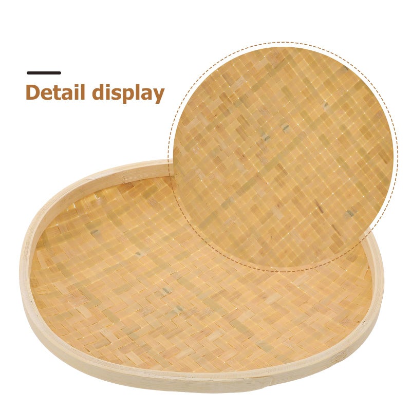 Handwoven Khaki Bread Storage Basket Kitchen Dining Serving Tray - Image 4