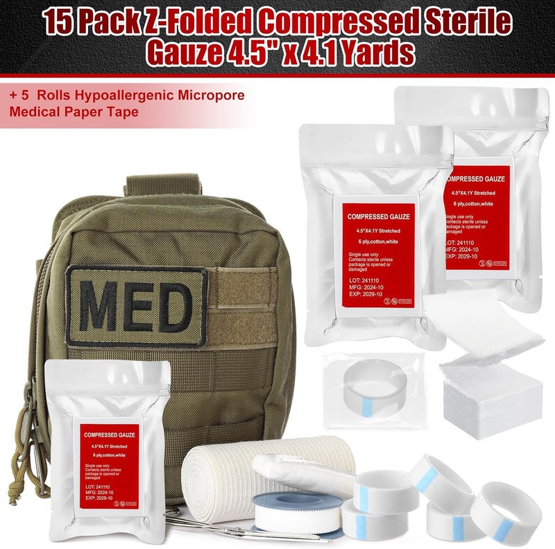 Threlaco 6 Pcs ZFolded Compressed Sterile Gauze 45 x 41 Yards Combat Gauze Trauma Pad 6ply 100 Cotton for Emergency Wound Dressing First Aid Ifak Supplies Trauma Kit - Image 2