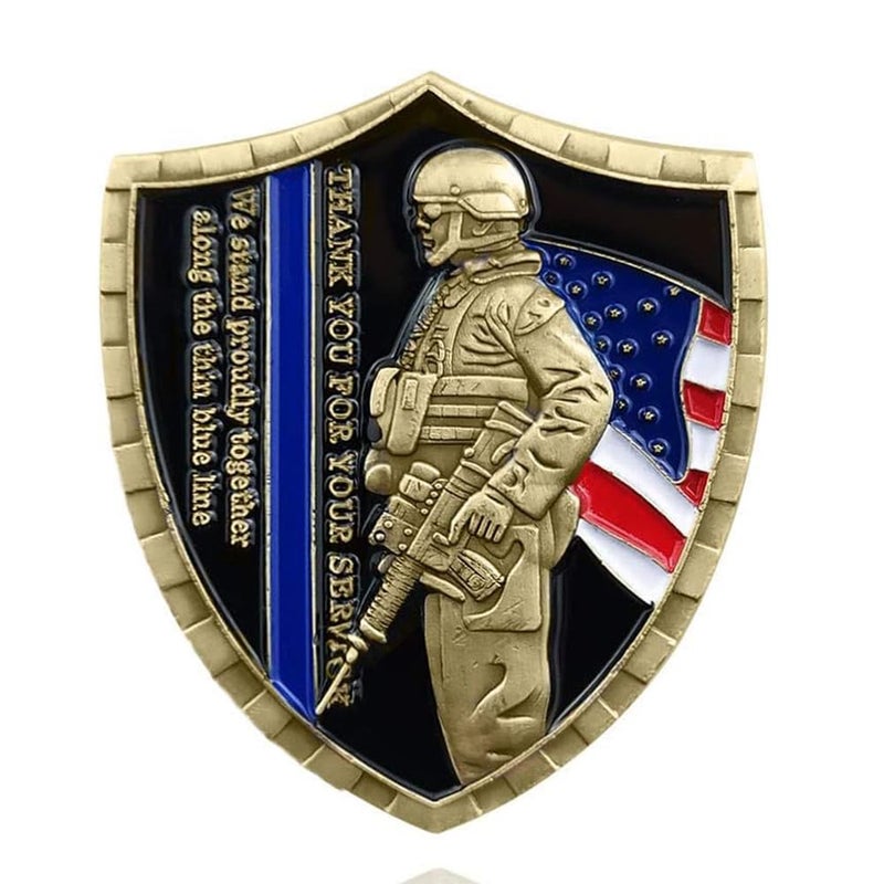 Rumkou St. Michael Law Enforcement Challenge Coin Thin Blue Line Police Officer Shield Prayer Coin - Image 5