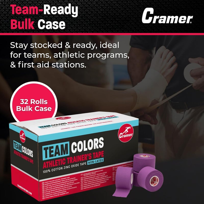 Cramer Team Color Athletic Tape, Purple, For Ankle, Wrist, and Injury Taping, Helps Protect and Prevent Injuries, Promotes Faster Healing, Athletic Training First Aid Supplies, 1.5", Bulk 32 Roll Case - Image 5