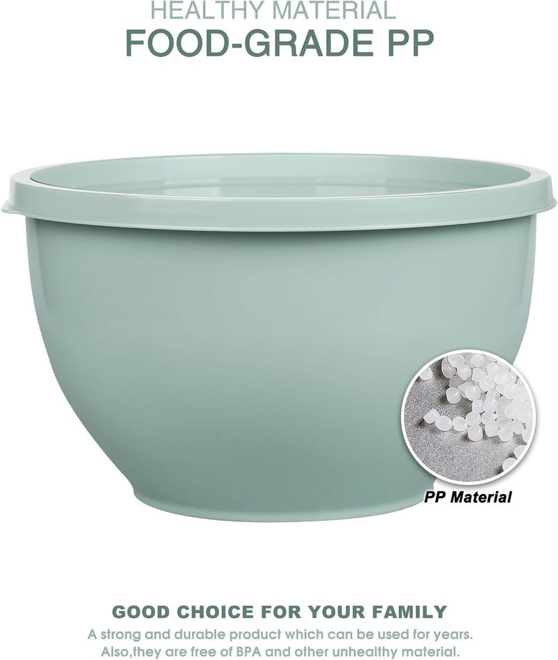Greentainer Plastic Mixing Bowls Set with Lids, Nesting Bowls for Prepping, Serving, Cooking & Baking, Large Mixing Salad Bowl for Kitchen Storage, Dishwasher & Microwave Safe, Set of 5 (Gray&Pink) - Image 3