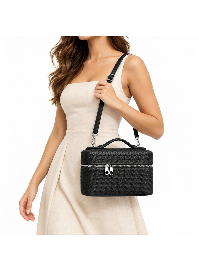 Hot Shopping Women’s Woven Handbag with Adjustable Shoulder Strap – Elegant Multi-Way Tote Bag - Image 2