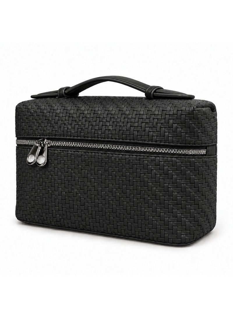 Hot Shopping Women’s Woven Handbag with Adjustable Shoulder Strap – Elegant Multi-Way Tote Bag - Image 4