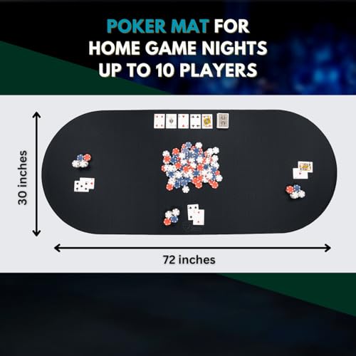 Feltectors Poker Table Mat 72 x 30 Inches Poker Table Top with Storage Bag Portable Rubber Backed Fits Up to 10 Players for Casino Games Black - Image 5