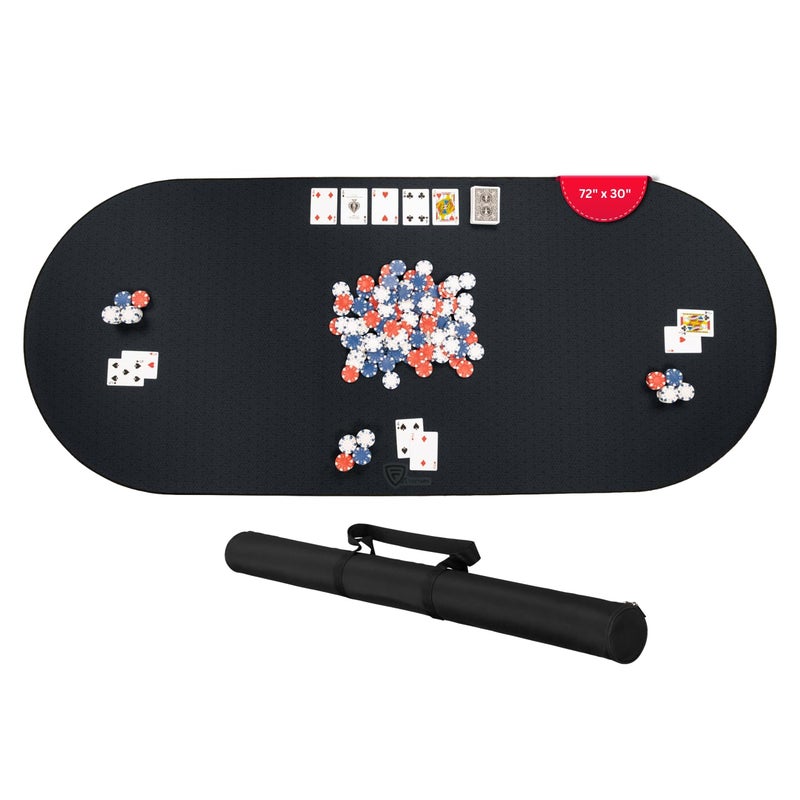 Feltectors Poker Table Mat 72 x 30 Inches Poker Table Top with Storage Bag Portable Rubber Backed Fits Up to 10 Players for Casino Games Black - Image 3