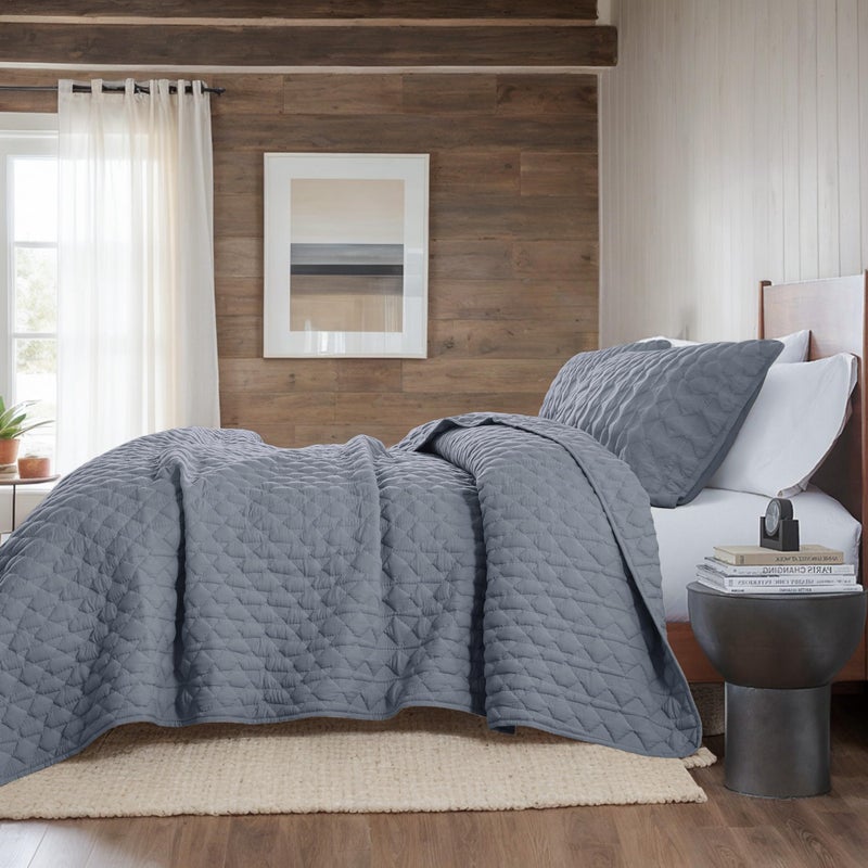 WDCOZY Blue Oversized California Cal King Size Quilt Bedding Sets with 2 Pillow Shams, Lightweight Soft Bedspread Coverlet Bed Cover for All Season, 3 Pieces, 116x106 inches - Image 5