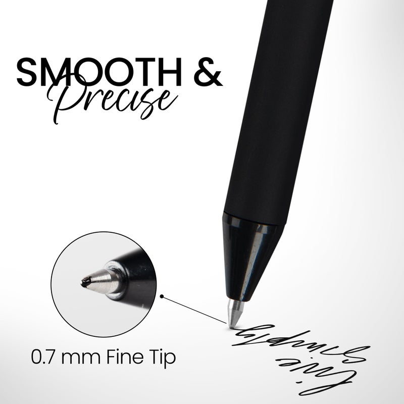 Loddie Doddie Gel Pens - Pack of 12, 0.7mm Tip, Retractable, Black Ink - Smooth Writing & Smudge Proof Pen - Fine 0.7mm Needle Point Tip for Precision - Retractable Design & Supplies for School - Image 3