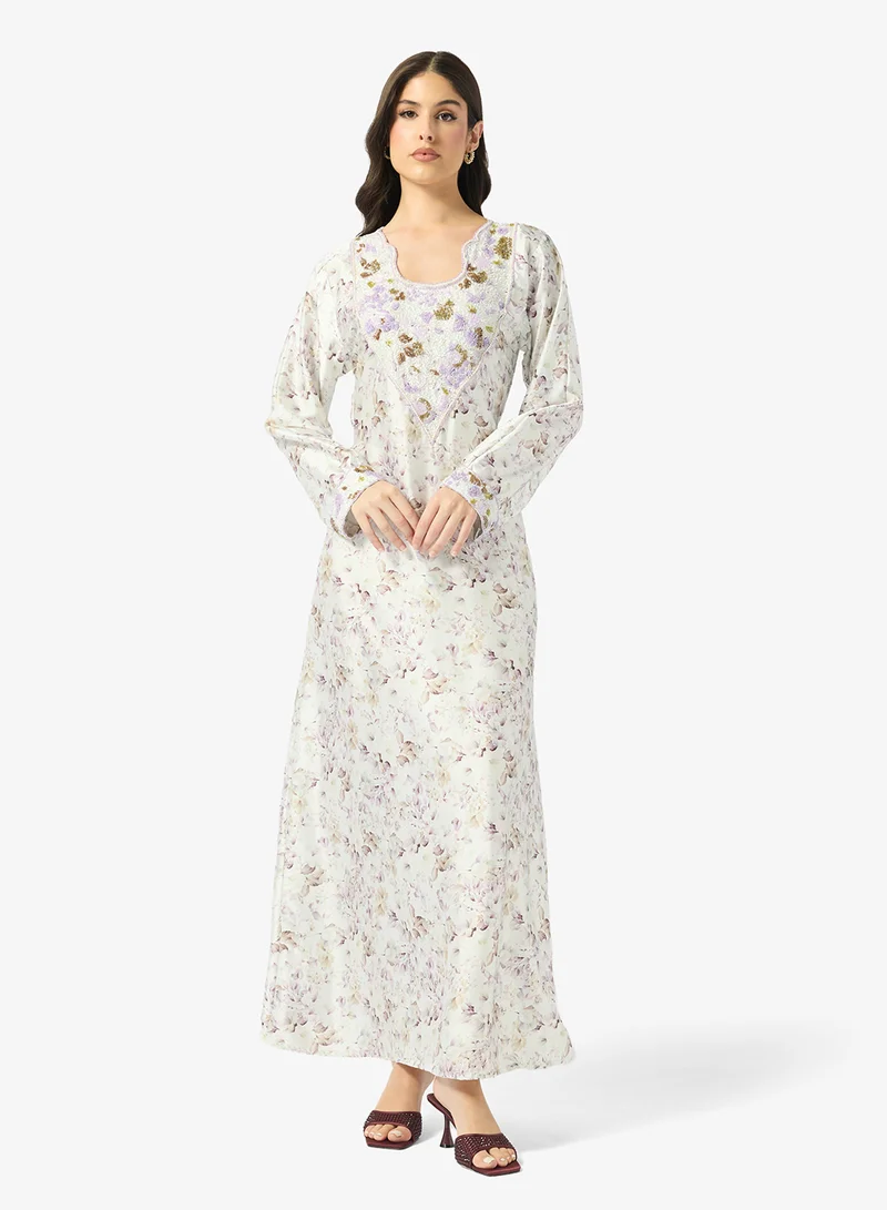 Embellished Belted Jalabiya