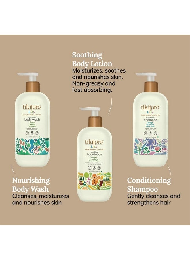 Tikitoro Kids Body and Hair Combo Offer Pack - 300ml x 3, Nourishing Body wash, Conditioning Shampoo & Soothing Body Lotion, Gift Sets for Kids, 100% Vegan, Age: 4+ Years. - Image 3