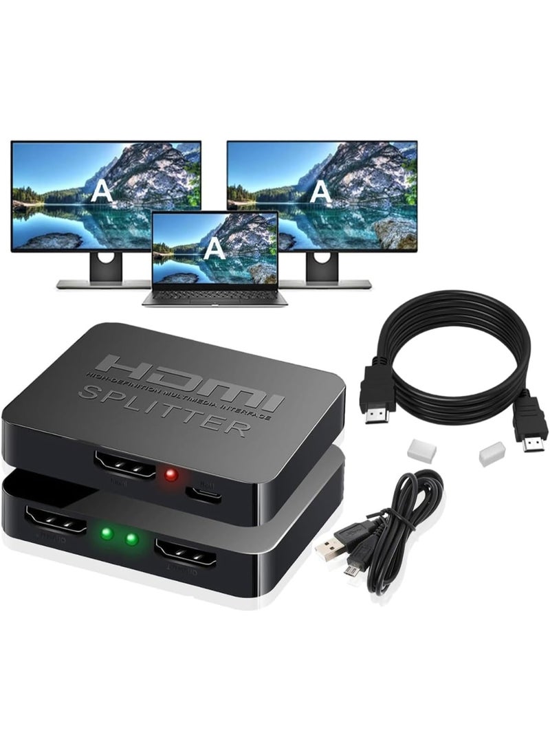 بست وان موزع HDMI 1 في 2 مخرج لشاشتين مع كابل HDMI بطول 1.8 متر، محول HDMI مزدوج 4K لشاشتين - نسخ مصدر واحد إلى شاشتين في نفس الوقت - Image 2