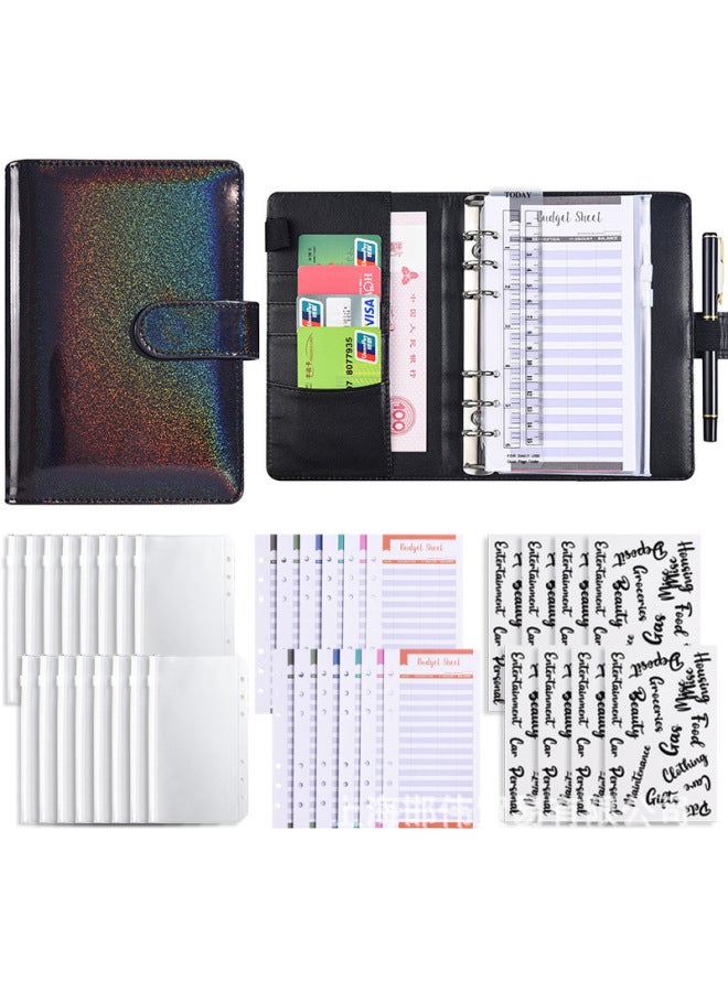 QICAI A6 Colorful Matte Laser Macaron Set Pu Notebook Cash Budget Financial Loose-leaf Book - Image 1